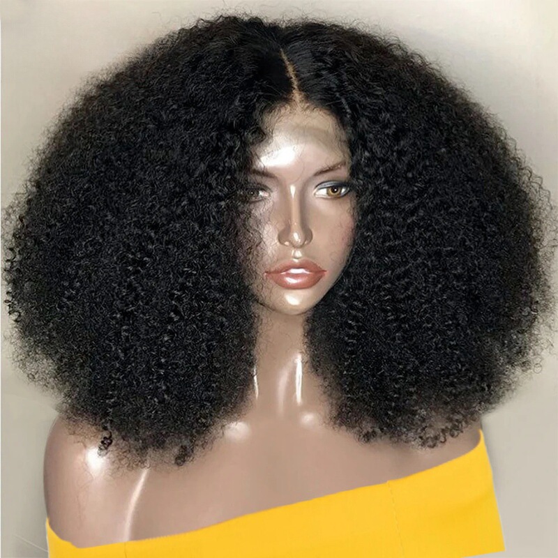 250 Density African Curly Hair Wig Real Hair Set 13x 4 lace human hair wig