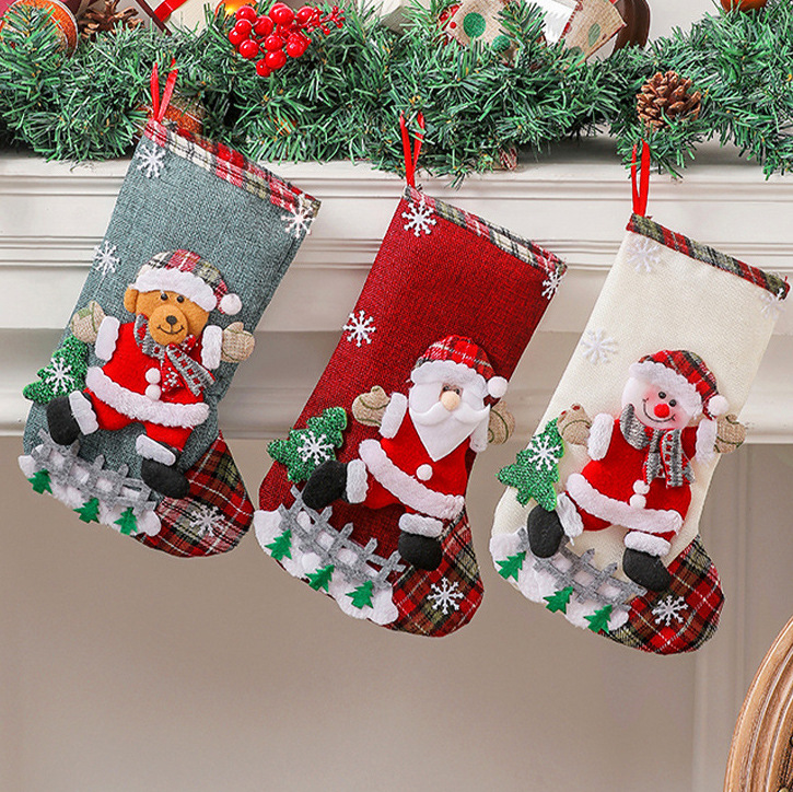 Linza transfronteriza grande bolsas de regalo de Navidad bolsas de regalo de Navidad colgantes de árboles de Navidad bolsas de dulces decoraciones de Navidad