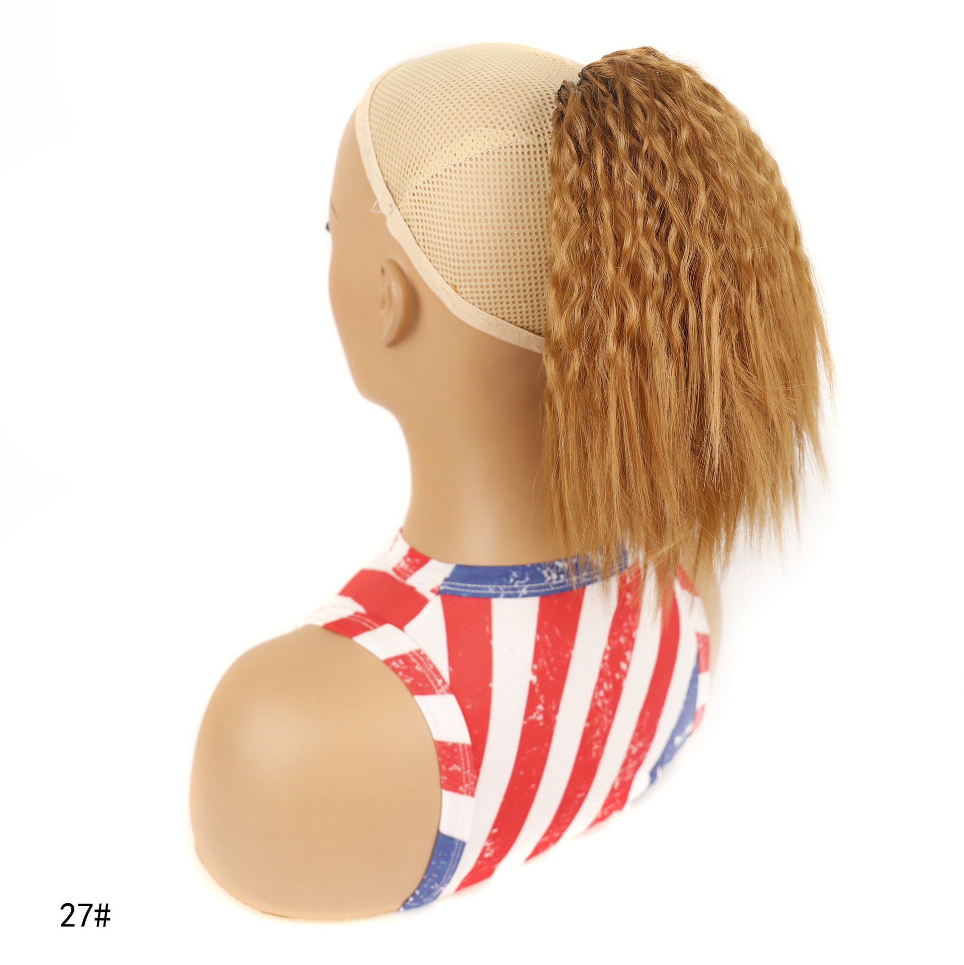 Wig ponytail, short fluffy corn perm wig ponytail, African women's drawstring short ponytail wholesale_voghion.com