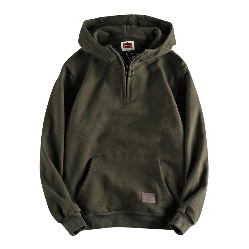 Giacca da ragazzo semiaperta alla moda e casual, felpa con cappuccio spessa da uomo, trendy_voghion.com