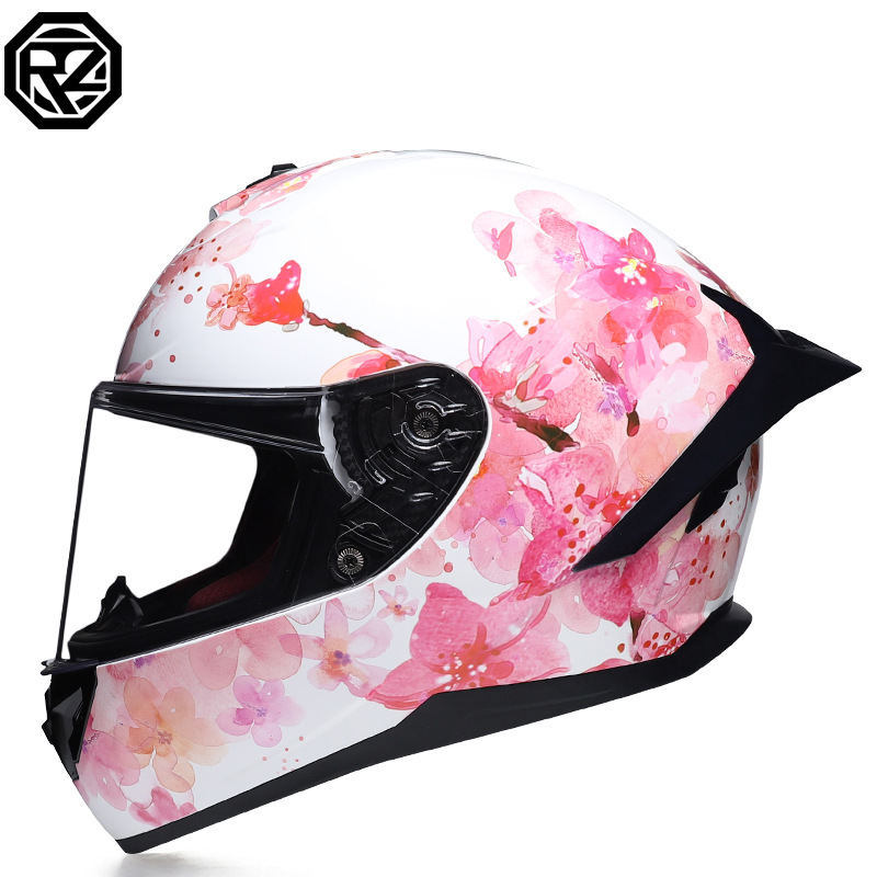 Casco de motocicleta Orz para hombres y mujeres, casco integral de verano con gran alerón trasero para todas las estaciones, certificado por DOT, transfronterizo.