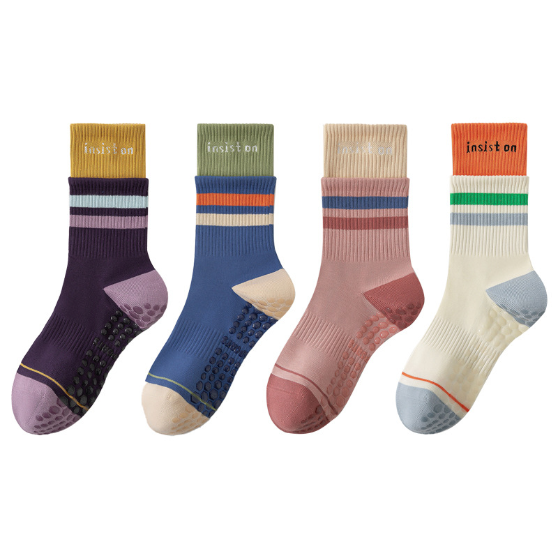 Calcetines anti-deslizantes para damas, calcetines especiales de pilates, calcetines deportivas de absorción de sudor, calcetines deportivas de acondicionamiento físico