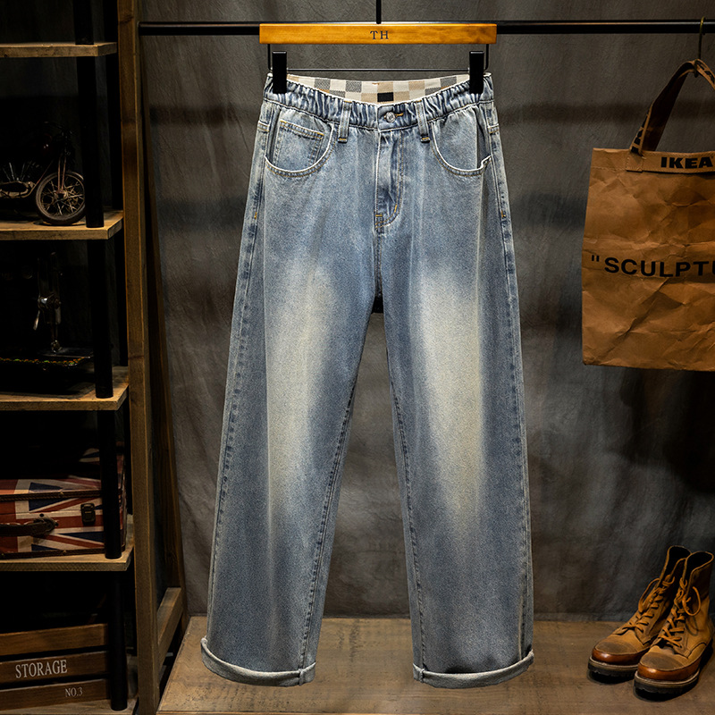 2025 New Wide Leg Jeans Men's Plus Large Size Straight Jeans Men's Trendy Brand Cross-border Jeans Wholesale