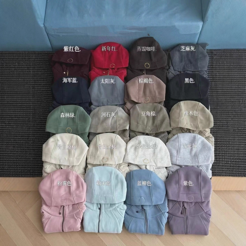 High Version Headphone Hole/Pocket Label/Mesh Pocket Matching Slim Embroidered Fleece Hooded Sweatshirt Jacket Hoodie for Women