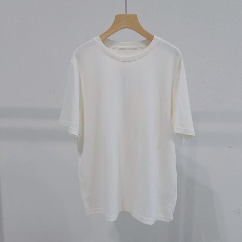 The~Only a Few Dozen Pieces of Row Pure Cotton Casual Simple Comfortable Loose Round Neck White Short-Sleeved T-Shirts for Women Are in Stock