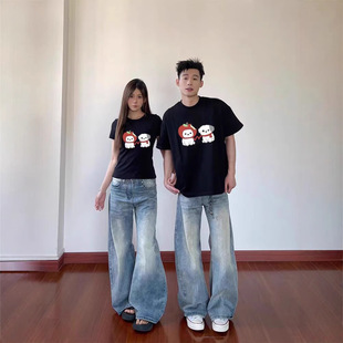 Summer Pure Cotton Short-Sleeved T-Shirts for Couples, Lazy Loose Niche Design Tops for Men and Women, Student Trendy Class Uniforms
