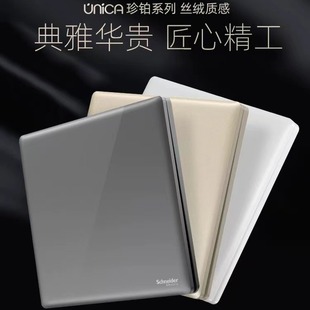 Schneider Switch Socket Panel, Single Switch Dual Control, Five-Hole Smoke Gray Wall USB Plug, Zhenbo Series
