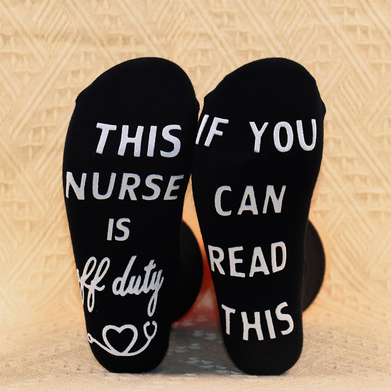 in stock IF YOU CAN READ THIS Cross-border Explosions Foot English Letter Non-slip Dispensing Socks