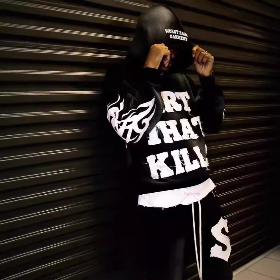 Men's Clothing trendy Gothic original edge patchwork hoodie Y2K street hip hop Harajuku top_voghion.com