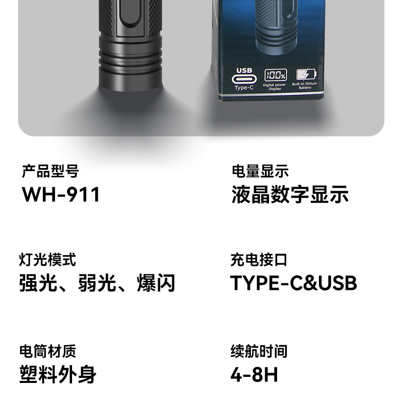 Cross-Border Electric Display Flashlight, Strong Light Laser Gun, Rechargeable, Portable, Long-Lasting, Ultra-Bright Emergency Long-Range Outdoor Lighting