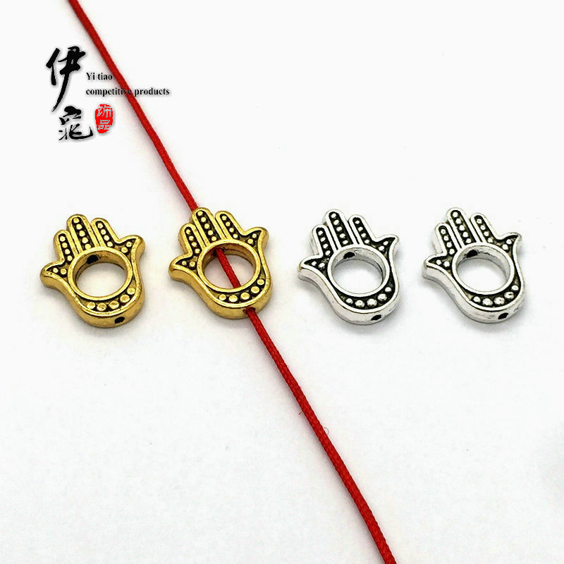 合金饰品配件 13*15mm古银色空心手掌吊坠 复古金色手链项链隔珠