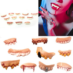 Halloween 12 types of dentures, cosplay, masquerade, trick, funny ghost festival, buck teeth, soft rubber teeth, trick props