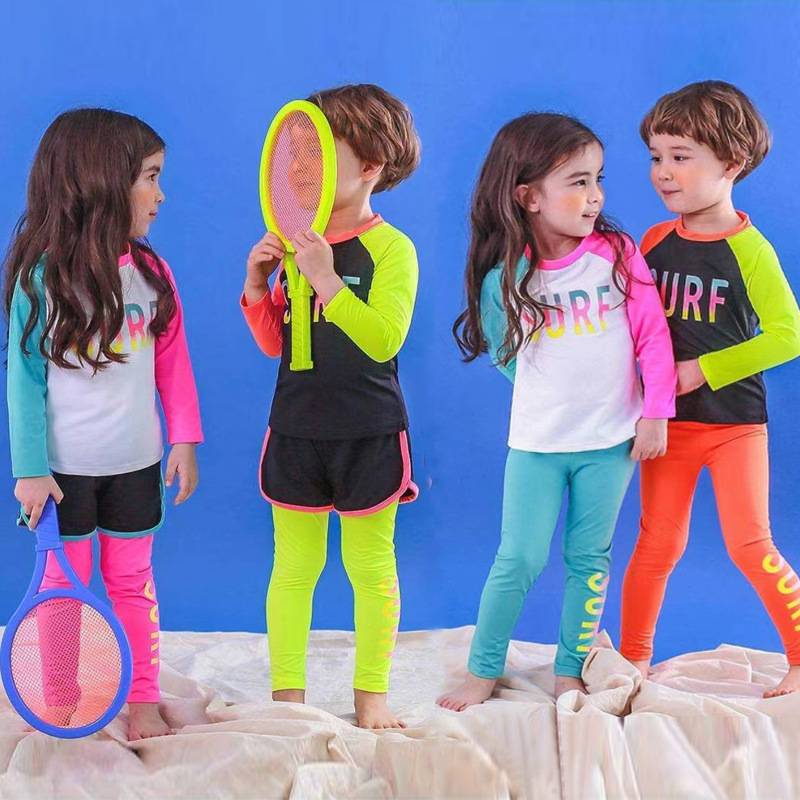 Korean Children's Swimwear Girl's Middle and Big Children's Split Baby's Quick-drying Diving Suit Long-sleeved Sunscreen Swimwear for Primary School Students