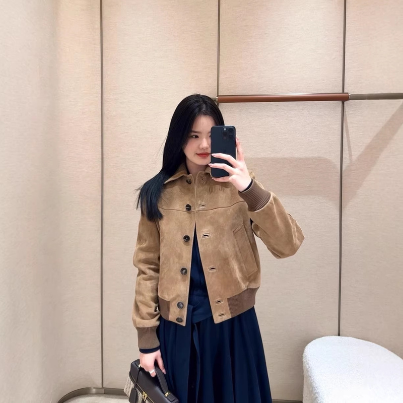 Shenzhen Nanyou 2026 Early Spring New Style Women's Genuine Leather Lapel Patchwork Wool Ribbed Collar Short Jacket Trendy Shenzhen Nanyou 2026 Early Spring New Style Women's Genuine Leather Lapel Patchwork Wool Ribbed Collar Short Jacket Trendy
