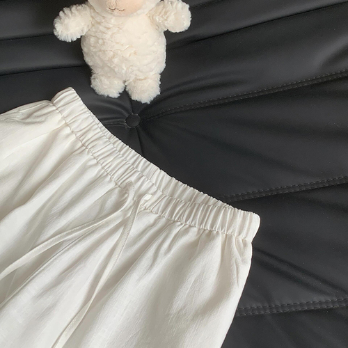 2025 Summer Texture White Elastic Waist Yamamoto High-Waist Commuting Versatile Elegant Cotton Linen Casual Pants