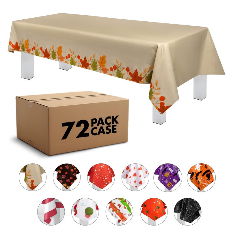 Cross-Border Foreign Trade Thanksgiving Autumn Beige Waterproof Tablecloth Digital Printing Creative Gift Removable and Washable Factory Direct Sale