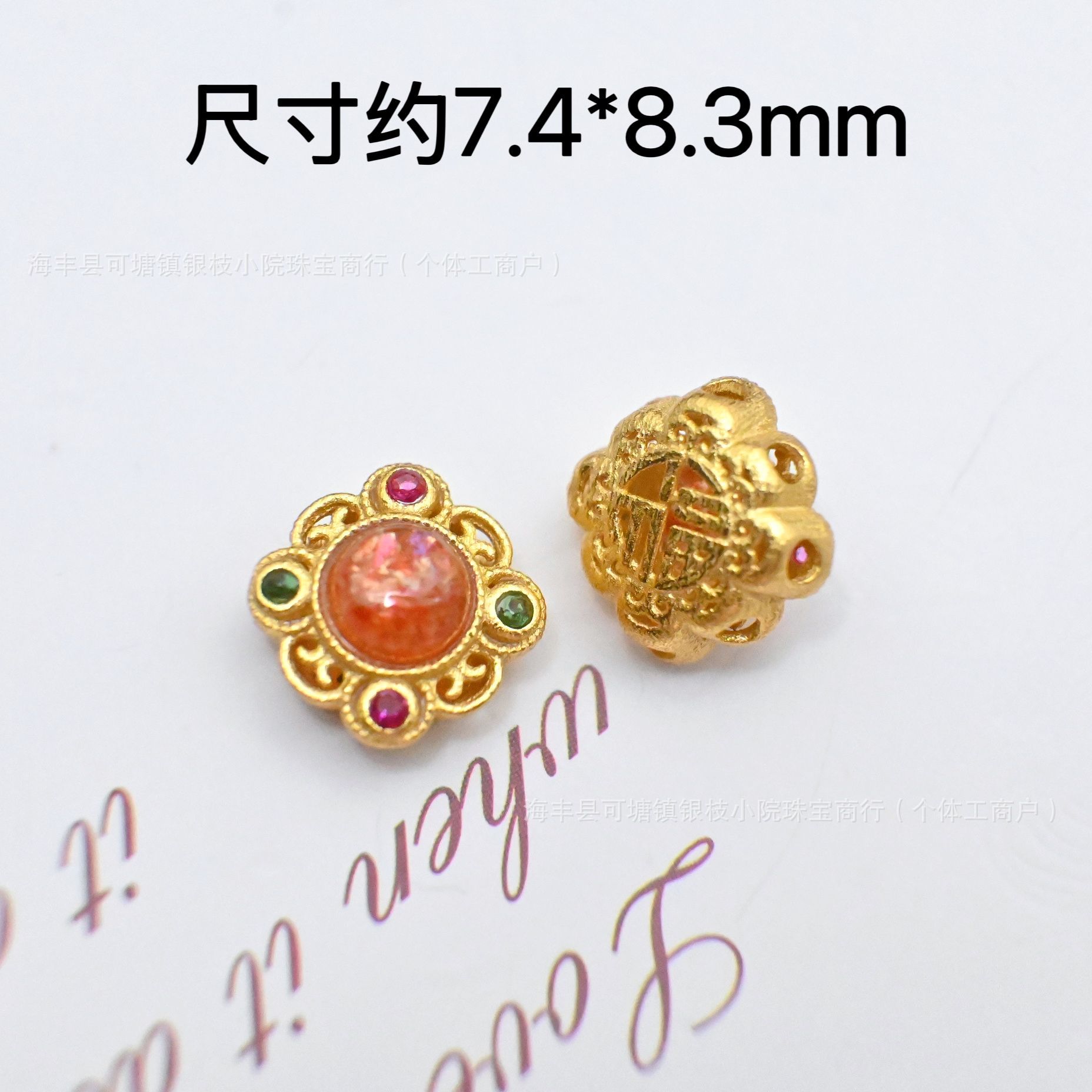 Manufacturer Wholesale S925 Silver Inlaid Natural Gold Sunstone Crystal DIY Through-Hole Accessories Spacer Bead Pendant Bracelet Material