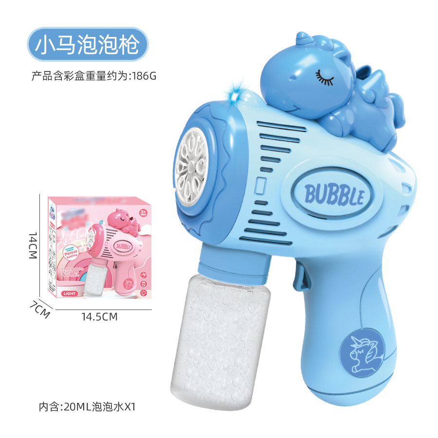 Pistola de burbujas eléctrica Blue Pony + 1 botella de agua (en caja)