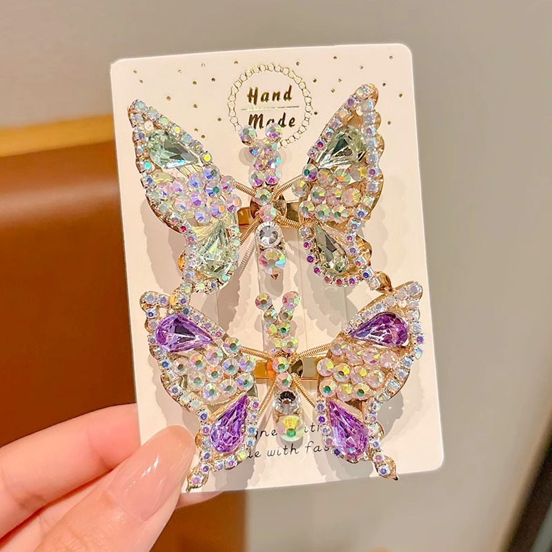 Clips para el cabello de los niños se moverá, clips para el cabello de mariposa de diamante, clips para el cabello de cabello lindo, clips para el lado, clips para el cabello roto, clips para el bang