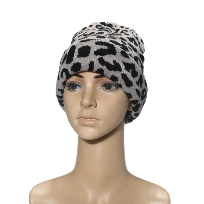 2023 Autunno e Inverno Jacquard Acrilico Cappello di Lana ins Casual Versatile Studente Sci Leopardo Cappello Lavorato A Maglia delle Donne_voghion.com