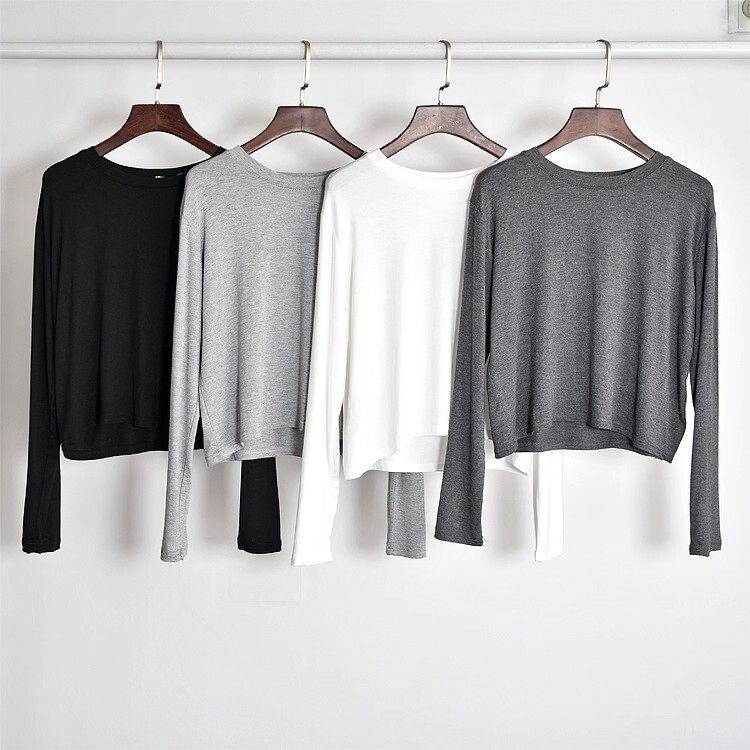 Short Long-Sleeved Modal T-Shirt Women's Loose Short Dance Practice Clothes Modern Practice Clothes Training Clothes Yoga Clothes