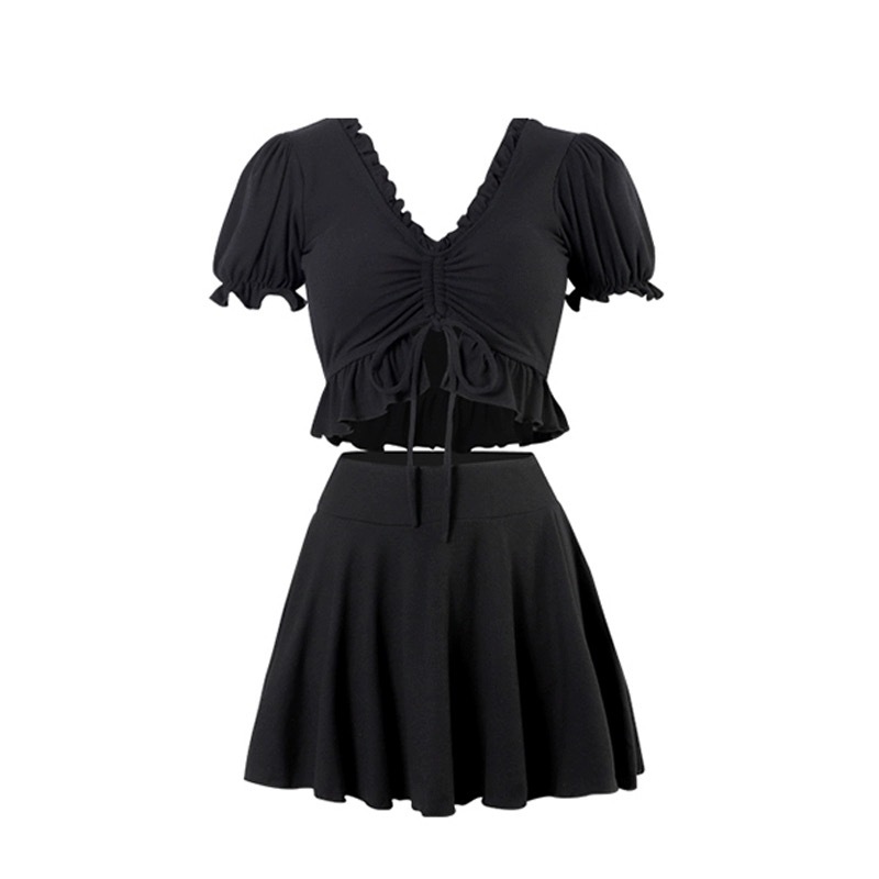 Trajes de baño de mujer de explosión de dos piezas de estilo de falda conservadora delgada Insen sistema de pecho pequeño para reunir trajes de baño de vacaciones de estudiantes