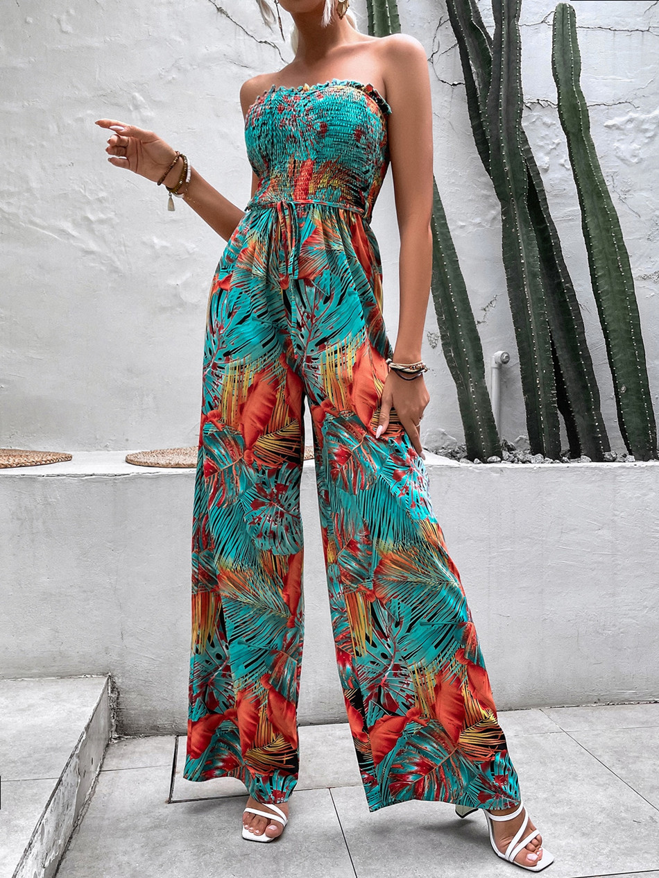 Women's Holiday Daily Vacation Tropical Full Length Printing Jumpsuits display picture 6