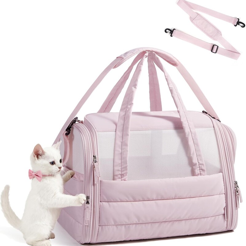Soft-Sided Cat Carrier Bag for Small and Medium-Sized Cats and Dogs, Quilted, Foldable, Fluffy, Portable, and Can Be Used as a Crossbody Dog Bag Soft-Sided Cat Carrier Bag for Small and Medium-Sized Cats and Dogs, Quilted, Foldable, Fluffy, Portable, and Can Be Used as a Crossbody Dog Bag