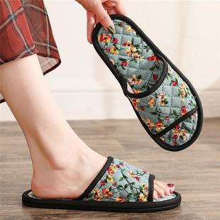 New Home Fabric Pure Cotton Cloth Slippers Mute Wood Floor Floor Tiles for Men and Women Couple Spring Beijing Can