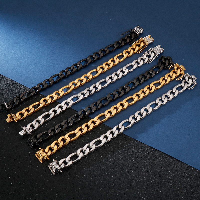 Factory Wholesale Electroplated 18K Gold Bracelet Nk Mother-Daughter Chain Combination Stainless Steel Chain Fashion Trendy Jewelry Gold Chain Factory Wholesale Electroplated 18K Gold Bracelet Nk Mother-Daughter Chain Combination Stainless Steel Chain Fashion Trendy Jewelry Gold Chain