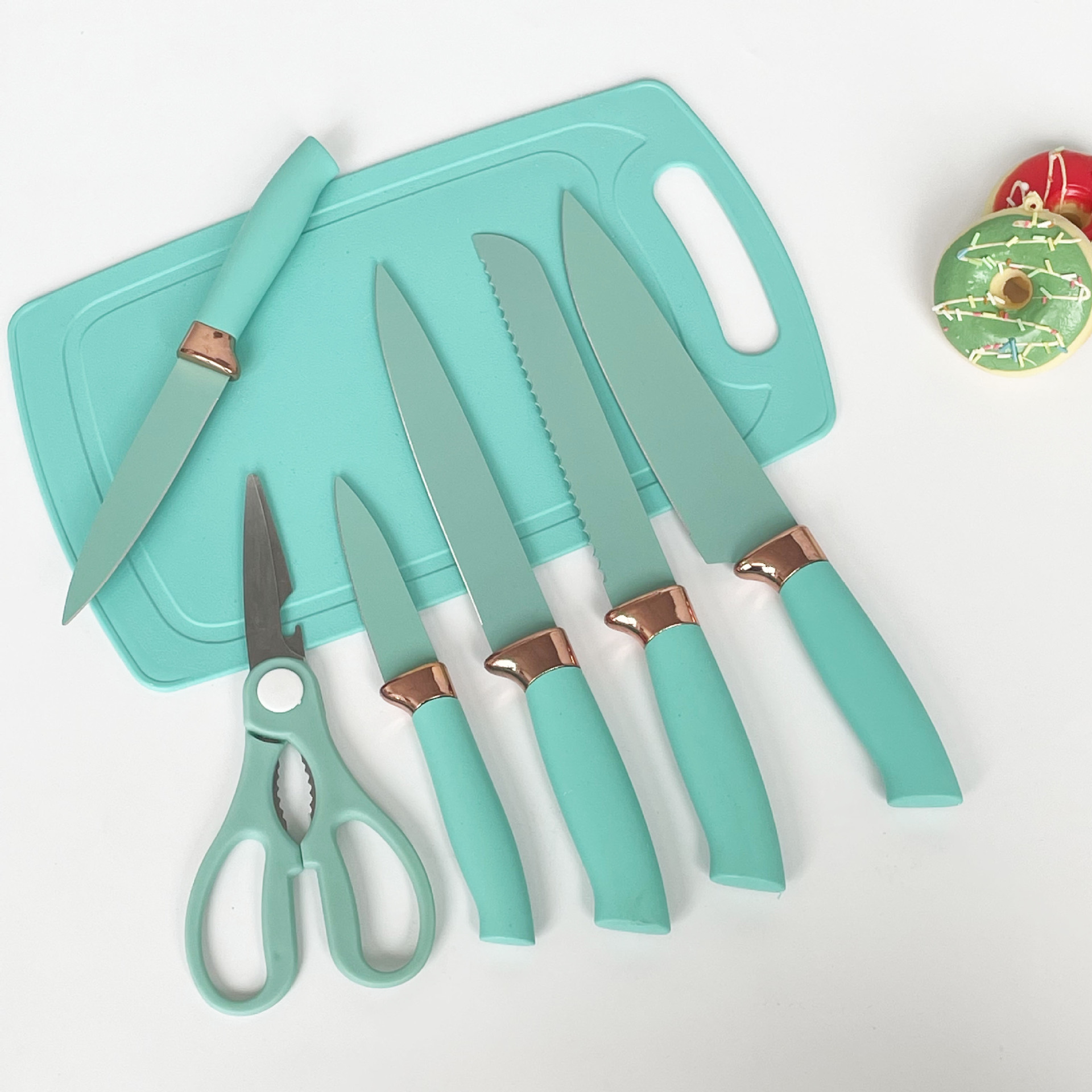 Juego de utensilios de cocina de fábrica de 19 piezas, juego de cuchillos domésticos de silicona, cubo de almacenamiento de cocina, cocina transfronteriza