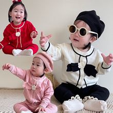 2024女童气质小香风套装春秋时尚女宝宝两件套针织开衫洋气韩版