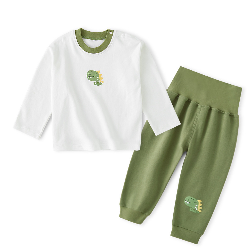 흰색 바탕에 공룡 + 단색 밀리터리 그린