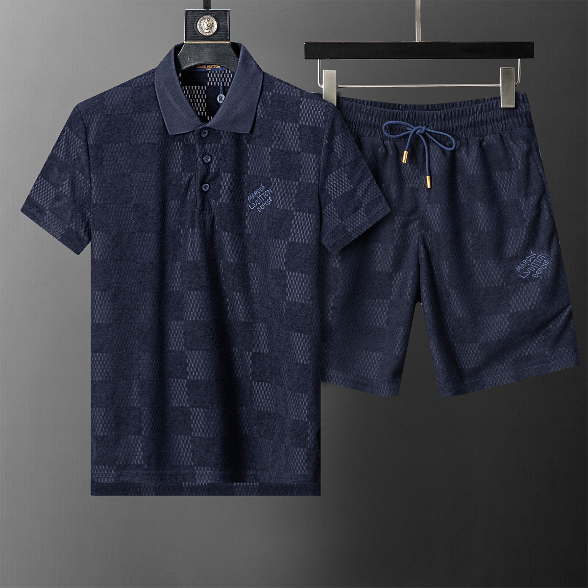 Traje de manga corta de alta calidad, traje de solapa, letras clásicas, traje POLO de algodón con impresión completa, estilo masculino y femenino