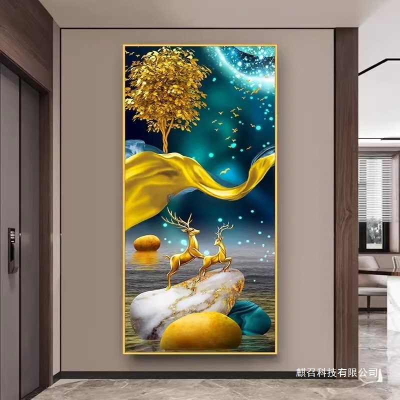 玄关装饰贴画客厅3d立体墙贴纸入户走廊背景墙过道挂画墙壁画自粘