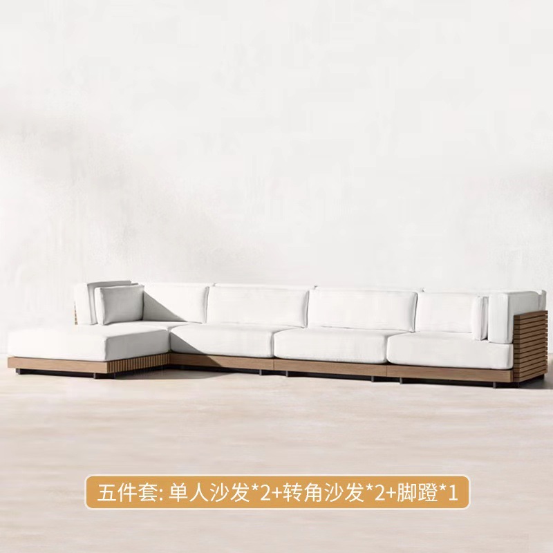 Sofá de teca al aire libre sala modelo villa nuevo muebles chinos terraza patio jardín hotel sofá casual