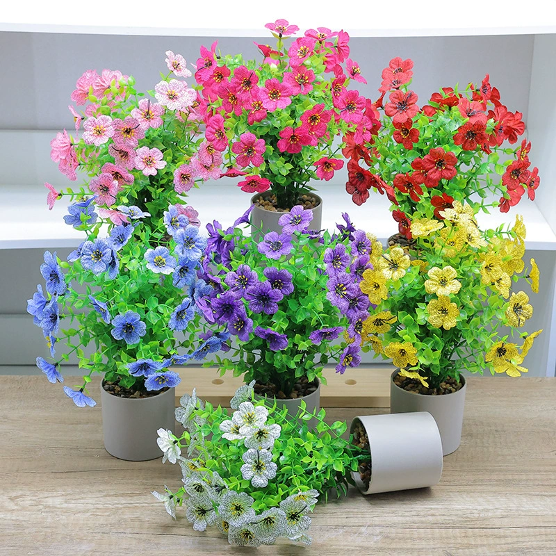 Амазонка имитация цветок Югари Фиолетовый 7 вилок Эвкалипт цветок искусственные листья эвкалипта маленькие орхидеи пластиковые украшения