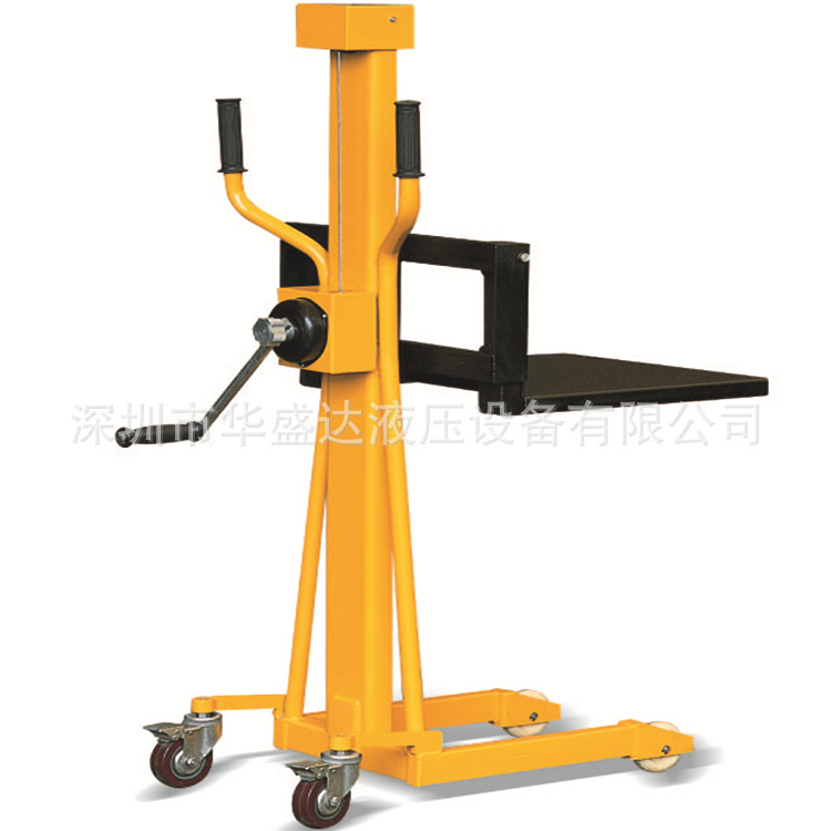 150kg手摇轻型堆高车迷你型工位车手摇式堆高机电动钢丝绳堆高车