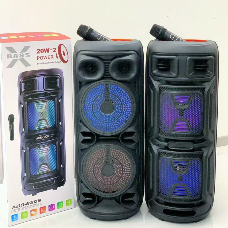 New Abs-8208 Dual 8inch Portable Outdoor Wireless Microphone Square Dance Bluetooth Speaker 40W Subwoofer New Abs-8208 Dual 8inch Portable Outdoor Wireless Microphone Square Dance Bluetooth Speaker 40W Subwoofer