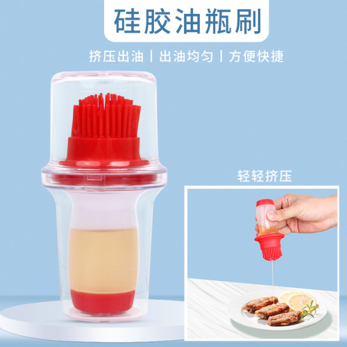 Zibo BBQ cross-border new silicone oil brush with cap oil bottle brush food grade silicone oil brush factory