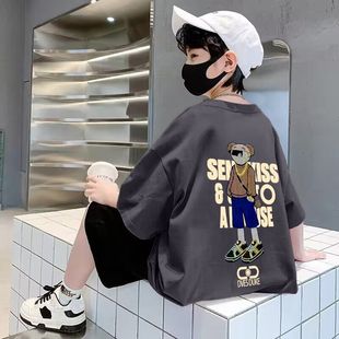 Children's Clothing Boy's Short-sleeved T-shirt Summer Children's Breathable Summer Clothing Boy's Big Boy's Half-sleeved Cotton Loose New Fashionable
