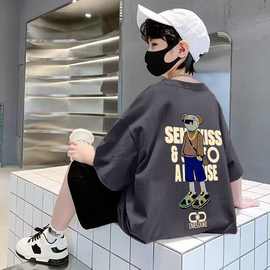 童装男童短袖t恤夏季儿童透气夏装男孩大童半袖棉质宽松新款潮