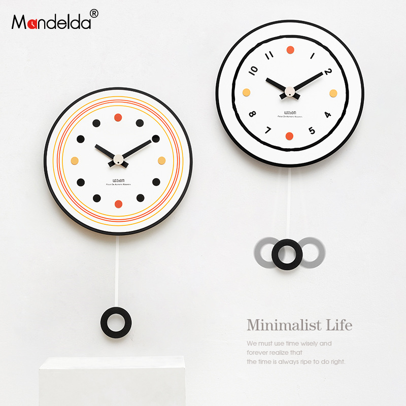 Mandelda Punch-free Internet Celebrity Simple Modern Wall Clock Fashion Creative Home Living Room Clock Watch