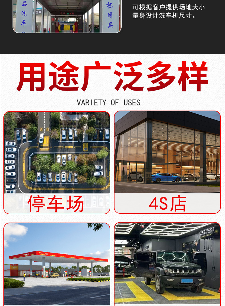 Portal-Type Car Wash Machine, Gas Station Car Wash Facility, Portal-Type Reciprocating Car Wash Equipment, Fully Automatic Intelligent Commercial Car Wash Machine