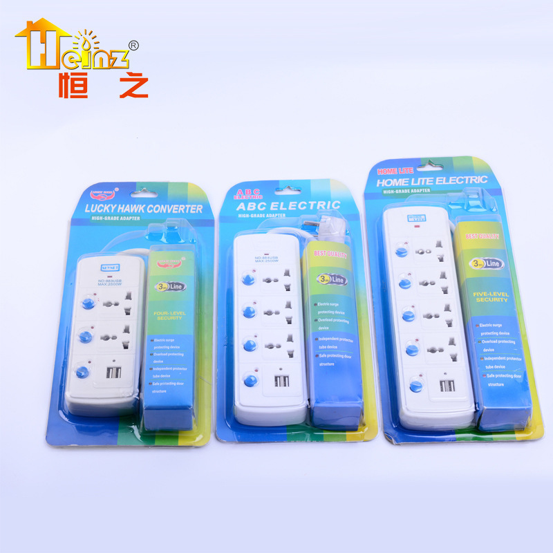 尼泊尔厂家893USB家用手机充电吸塑插排 接线板