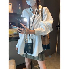 摩且 随性松弛感 小众通勤感单排扣翻领宽松休闲长袖衬衫 MQ0782