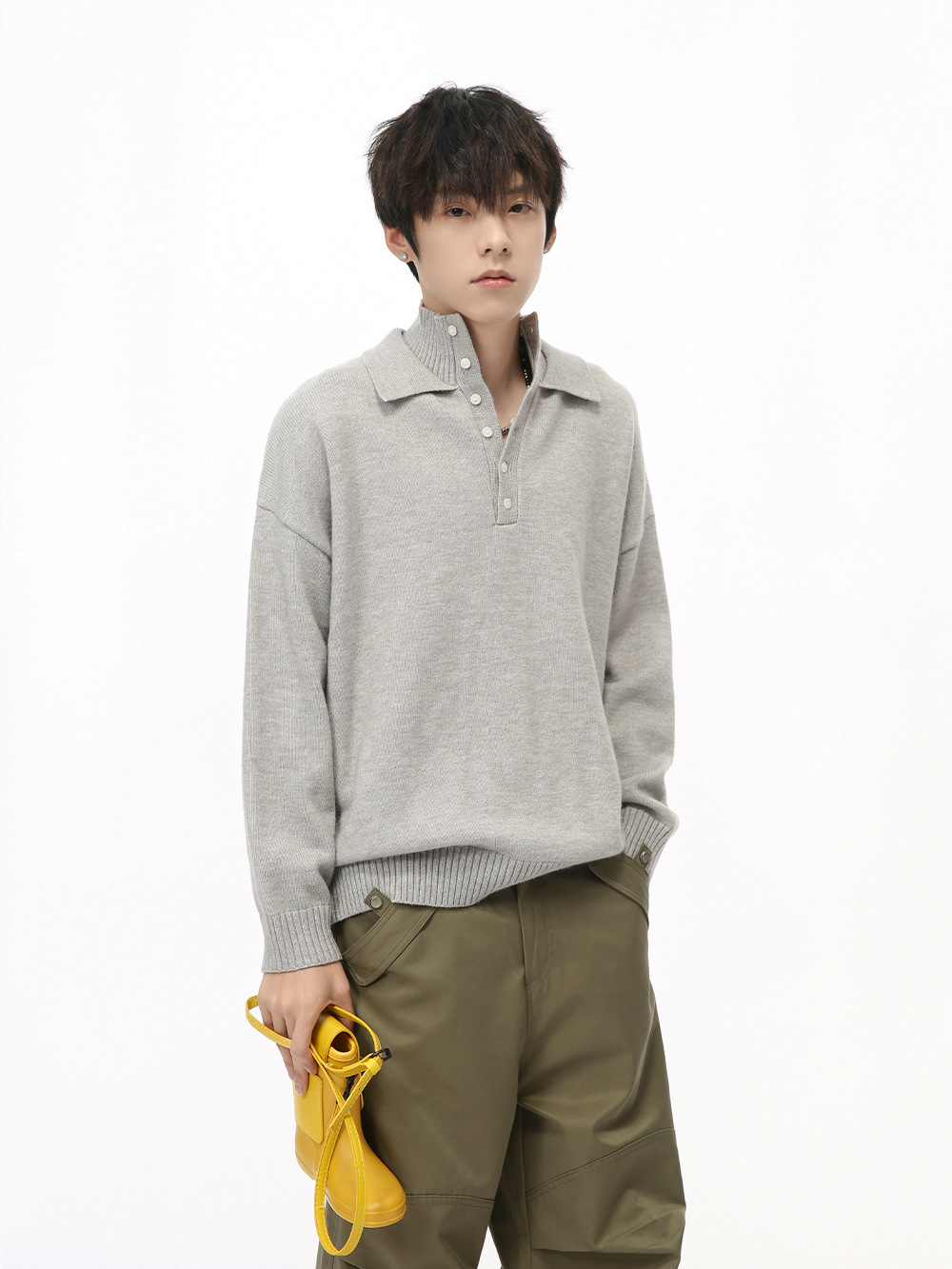 MTLCLOTHES Hombres| 2024 otoño nuevo nicho perezoso estilo simple polo jersey suéter