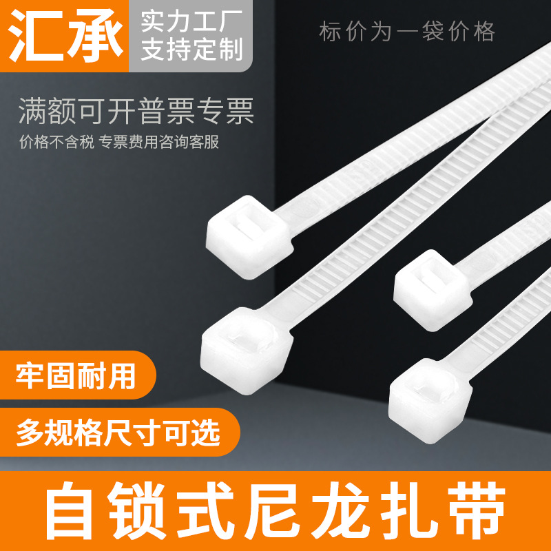 自锁式尼龙扎带白色塑料线束封条卡扣捆绑固定座扣束线带捆线带