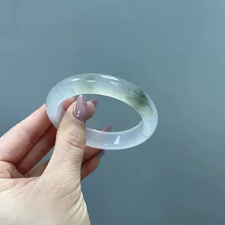 批发新疆天山翠冰翠金丝玉扁条手镯宝石光翡翠色冰种飘花玉石手镯