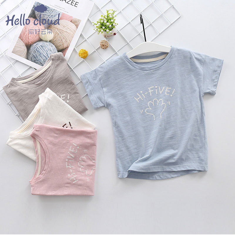 夏季新款儿童短袖 中大童韩版印花T恤 男女童圆领衫|ru
